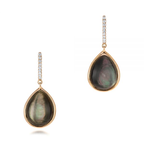 Black Mother of Pearl and Diamond Luna Earrings - Image