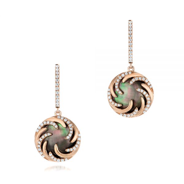 Black Mother of Pearl and Diamond Luna Fire Earrings - Image