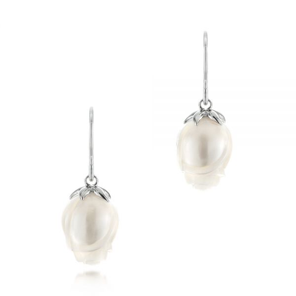Carved Fresh Water Pearl Earrings - Image