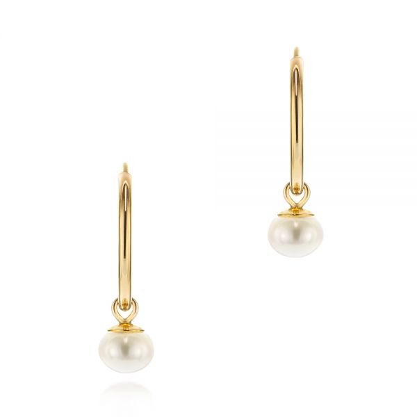 Cultured Pearl Dangle Hoop Earrings - Image