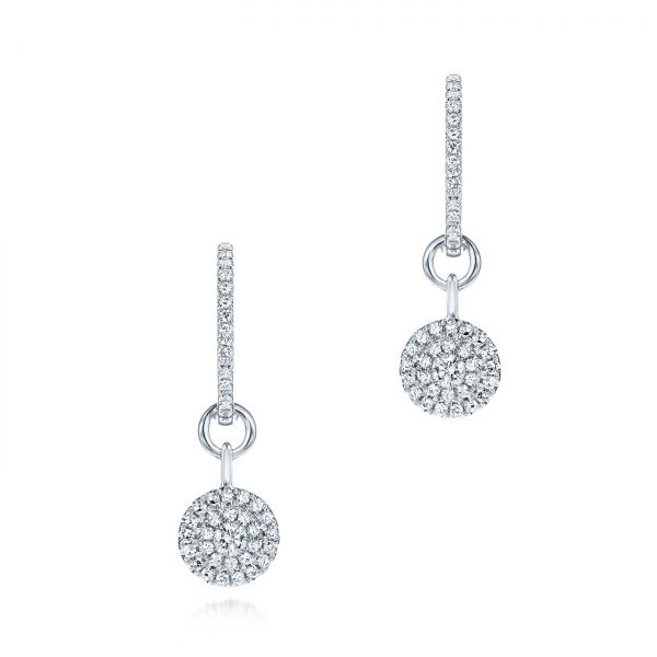 Diamond Dangling Huggie Earrings - Image