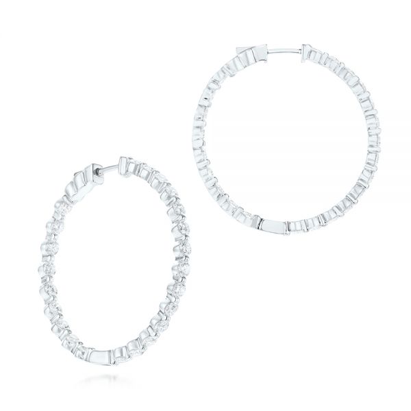Single Prong Diamond Hoop Earrings - Image