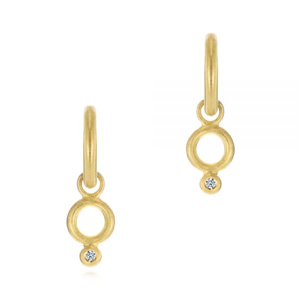 Solid Hoop Earrings with Rondo Bead Charms - Image