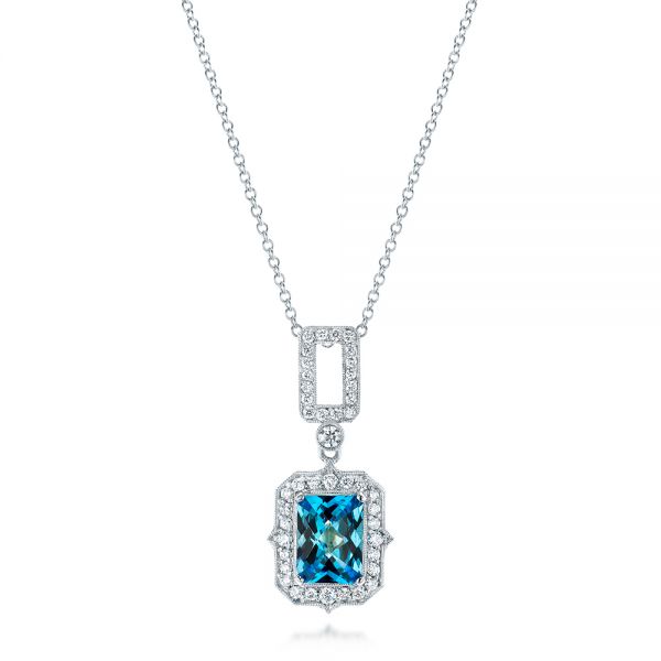 Blue Topaz and Diamond Pendant - Image