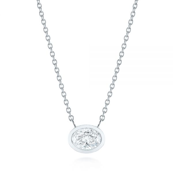 Custom Oval Diamond Bezel Pendant - Image