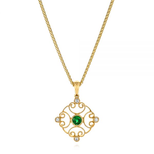 Emerald and Diamond Filigree Pendant - Image