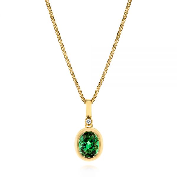 Green Tourmaline and Diamond Pendant - Image