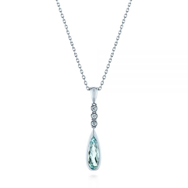 Teardrop Aquamarine and Diamond Pendant - Image