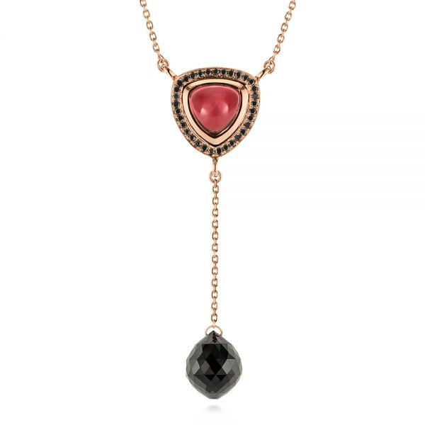Y-Chain Garnet and Black Diamond Necklace - Image