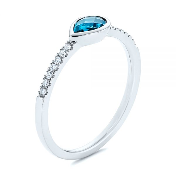 Pear London Blue Topaz and Diamond Stacking Ring - Image