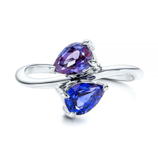 14k White Gold 14k White Gold Alexandrite And Blue Sapphire Ring - Top View -  106636