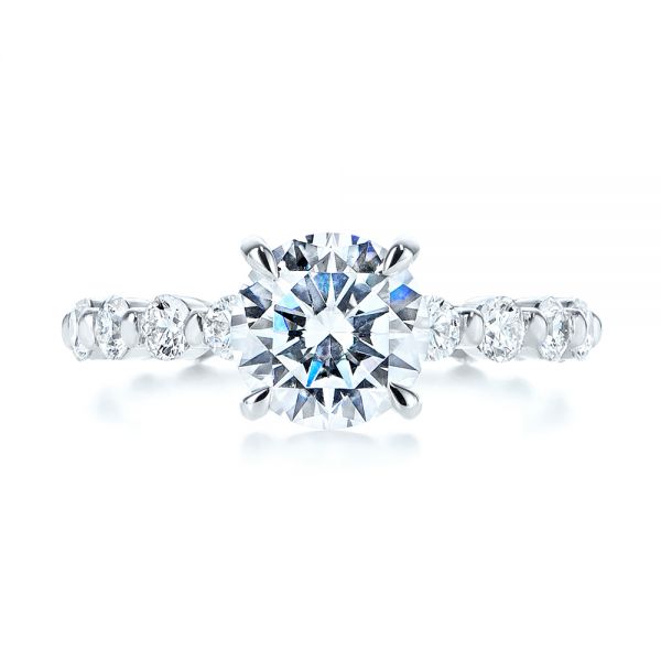 18k White Gold Claw Prong Classic Diamond Engagement Ring - Top View -  105816