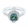  Platinum Custom Blue-green Montana Sapphire And Diamond Engagement Ring - Flat View -  104785 - Thumbnail
