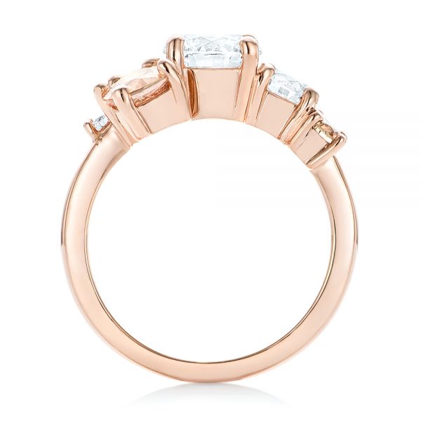 14k Rose Gold Custom Cluster Set Diamond And Sapphire Engagement Ring - Front View -  102855