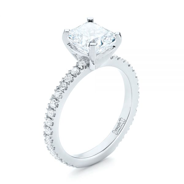  Platinum Custom Diamond Engagement Ring - Three-Quarter View -  103222