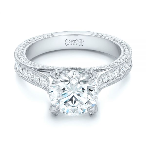  Platinum Custom Diamond Engagement Ring - Flat View -  103013