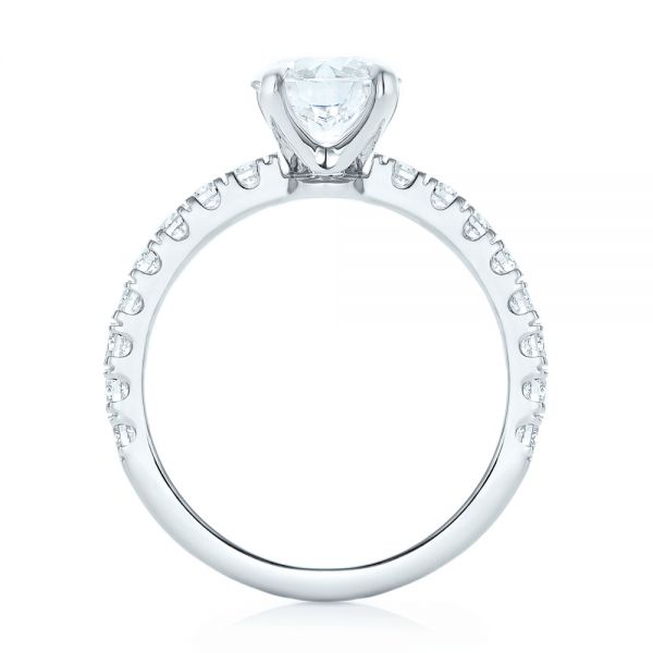 18k White Gold Custom Diamond Engagement Ring - Front View -  103235