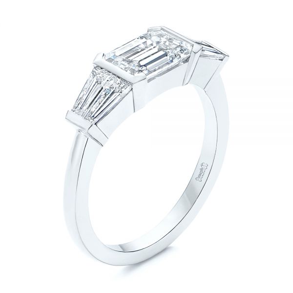Custom Emerald Cut and Tapered Baguette Diamond Engagement Ring - Image