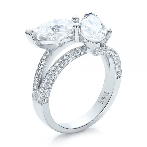Custom Pear and Marquise Shaped Diamond Engagement Ring - Image