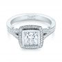 14k White Gold Custom Princess Cut Diamond Halo Engagement Ring - Flat View -  104782 - Thumbnail