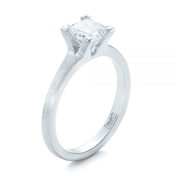 Custom Princess Cut Diamond Solitaire Engagement Ring - Image