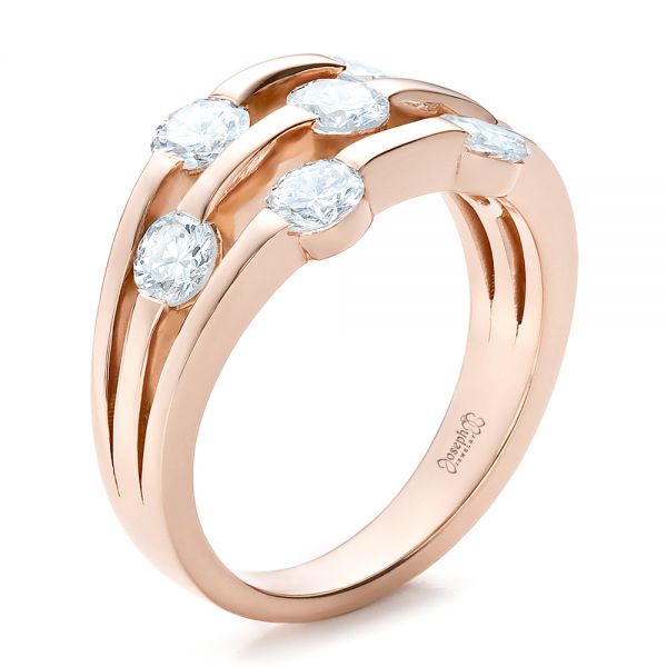 14k Rose Gold Custom Diamond Engagement Ring - Three-Quarter View -  100249