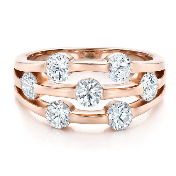14k Rose Gold Custom Diamond Engagement Ring - Flat View -  100249