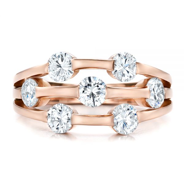 14k Rose Gold Custom Diamond Engagement Ring - Top View -  100249