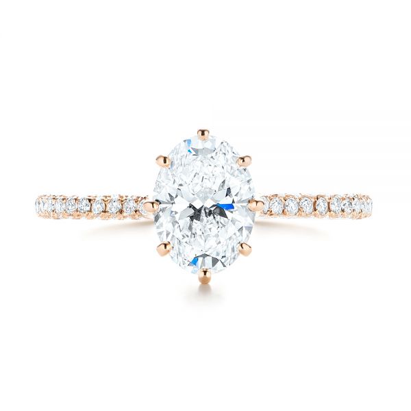 14k Rose Gold Custom Diamond Engagement Ring - Top View -  103153