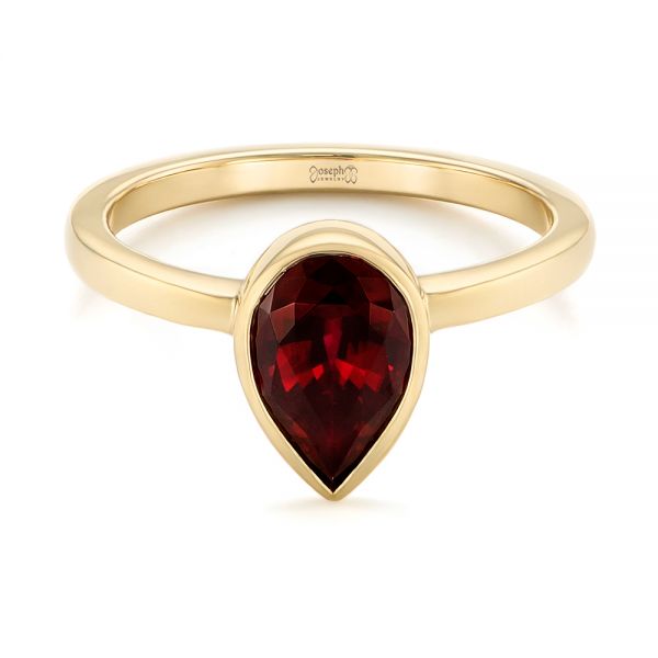 14k Yellow Gold Custom Ruby Solitaire Engagement Ring - Flat View -  104041