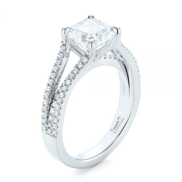 Custom Split Shank Asscher Diamond Engagement Ring - Image