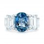  Platinum Custom Three Stone Aquamarine And Diamond Engagement Ring - Top View -  103364 - Thumbnail