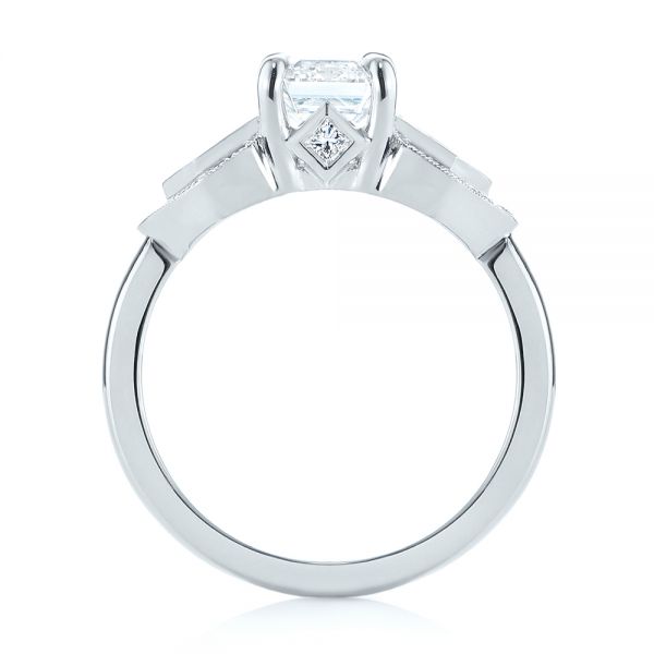  Platinum Custom Three Stone Diamond Engagement Ring - Front View -  104830