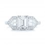  Platinum Custom Three Stone Diamond Engagement Ring - Top View -  104830 - Thumbnail