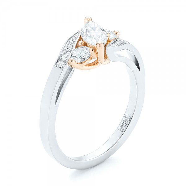 Custom Three Stone Two-Tone Diamond Engagement Ring - Image