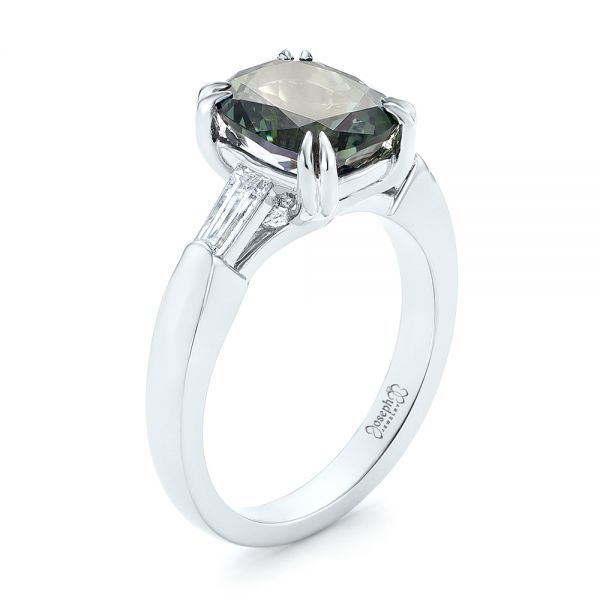 Custom Three Stone Zoisite and Diamond Engagement Ring - Image
