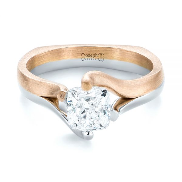 Platinum And 14k Rose Gold Custom Two-tone Solitaire Diamond Engagement Ring - Flat View -  103329