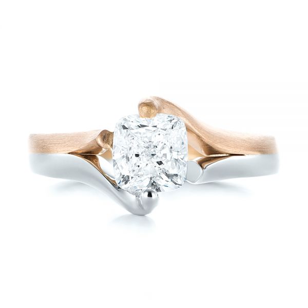  Platinum And 14k Rose Gold Custom Two-tone Solitaire Diamond Engagement Ring - Top View -  103329