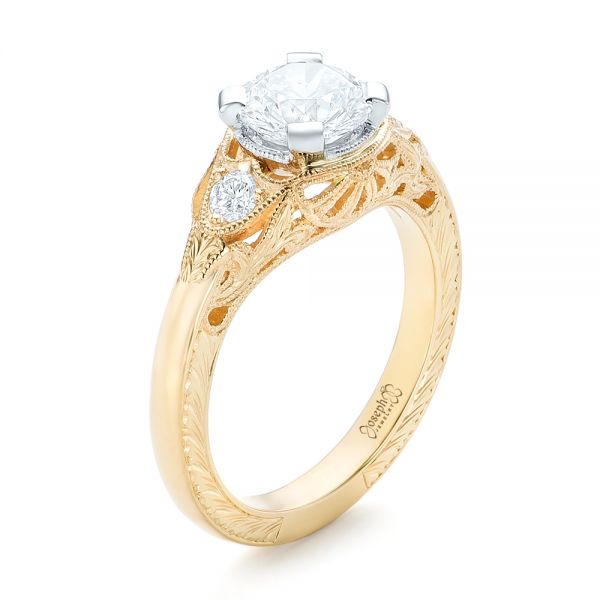 Custom Vintage Diamond Yellow Gold Engagement Ring - Image