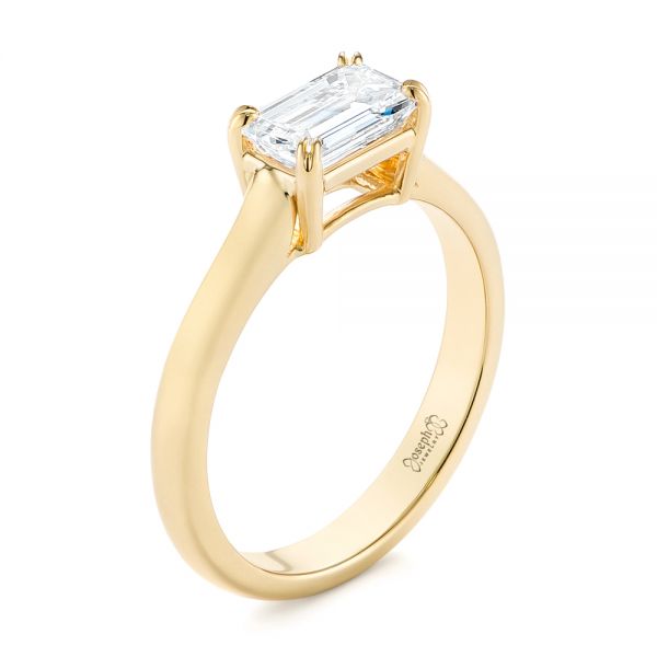 18k Yellow Gold Custom Solitaire Engagement Ring - Three-Quarter View -  104066