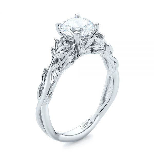 Floral Solitaire Diamond Engagement Ring - Image