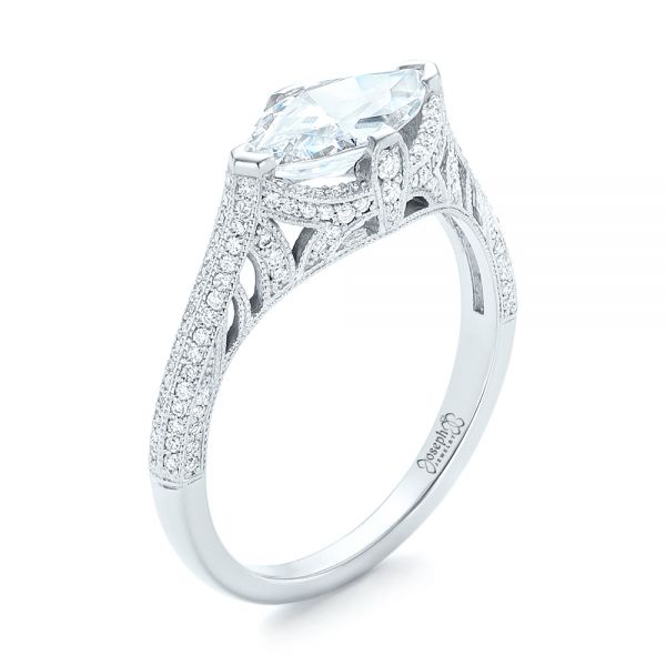 14k White Gold Marquise Diamond Engagement Ring - Three-Quarter View -  102769