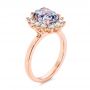 14k Rose Gold 14k Rose Gold Montana Sapphire And Diamond Halo Engagement Ring - Three-Quarter View -  106520 - Thumbnail