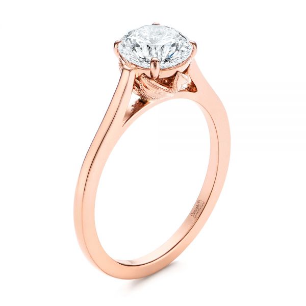 Organic Leaf Solitaire Diamond Engagement Ring - Image