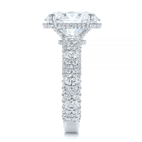 Platinum Oval Pave Diamond Engagement Ring - Side View -  105870