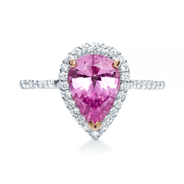 18k White Gold And 18K Gold Pink Sapphire And Diamond Two-tone Engagement Ring - Top View -  205