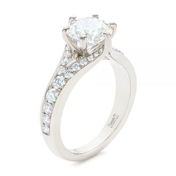 Six Prong Tapered Diamond Engagement Ring - Image