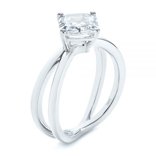 Split Shank Solitaire Asscher Diamond Engagement Ring - Image