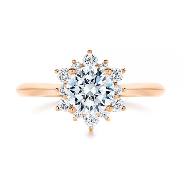 14k Rose Gold 14k Rose Gold Starburst Cluster Halo Diamond Engagement Ring - Top View -  105908 - Thumbnail