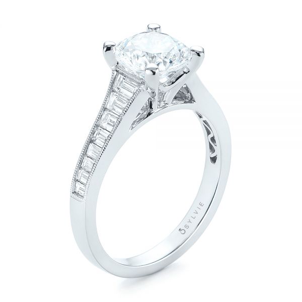 Tapered Baguettes Diamond Engagement Ring - Image